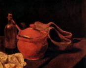 Still Life with Earthenware, Bottle and Clogs